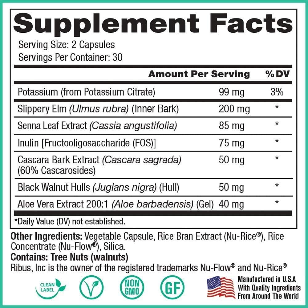 Peak Pure & Natural Colon Support - Colon Cleanse and Detox Supplement for Digestive Health - Gut Health Support with Inulin and Senna Leaf Extracts - with Fiber, Prebiotics, and Probiotics - 1 Pack