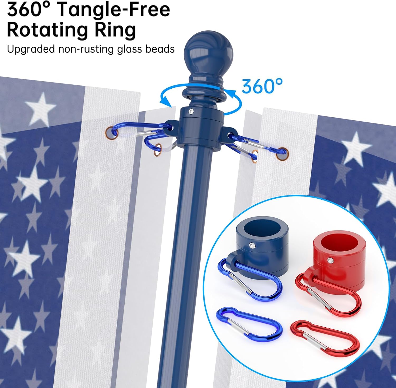 ZMTECH Flag Pole - Upgraded Bracket, 6 FT Stainless Steel Flag Poles for Outside House, Residential or Commerical