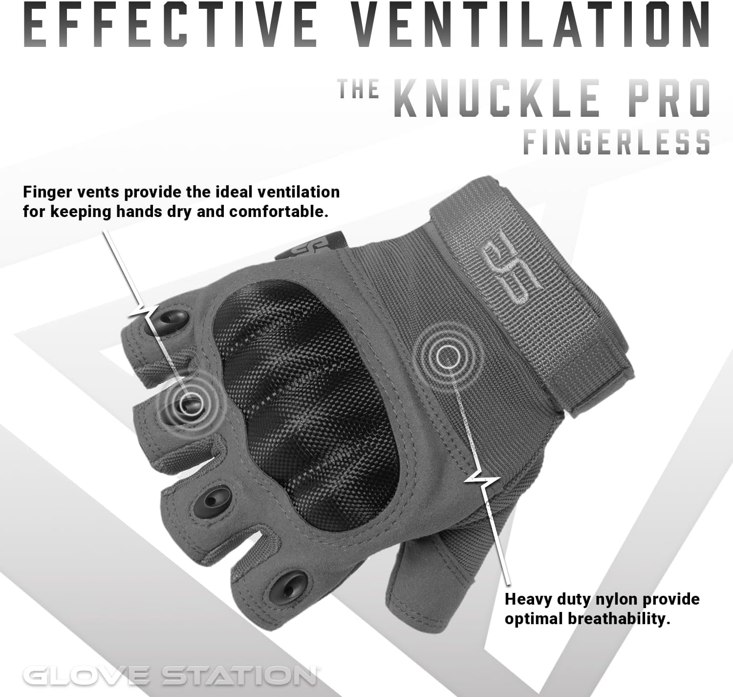 Glove Station Fingerless Knuckle Motorcycle Gloves, TACHK200