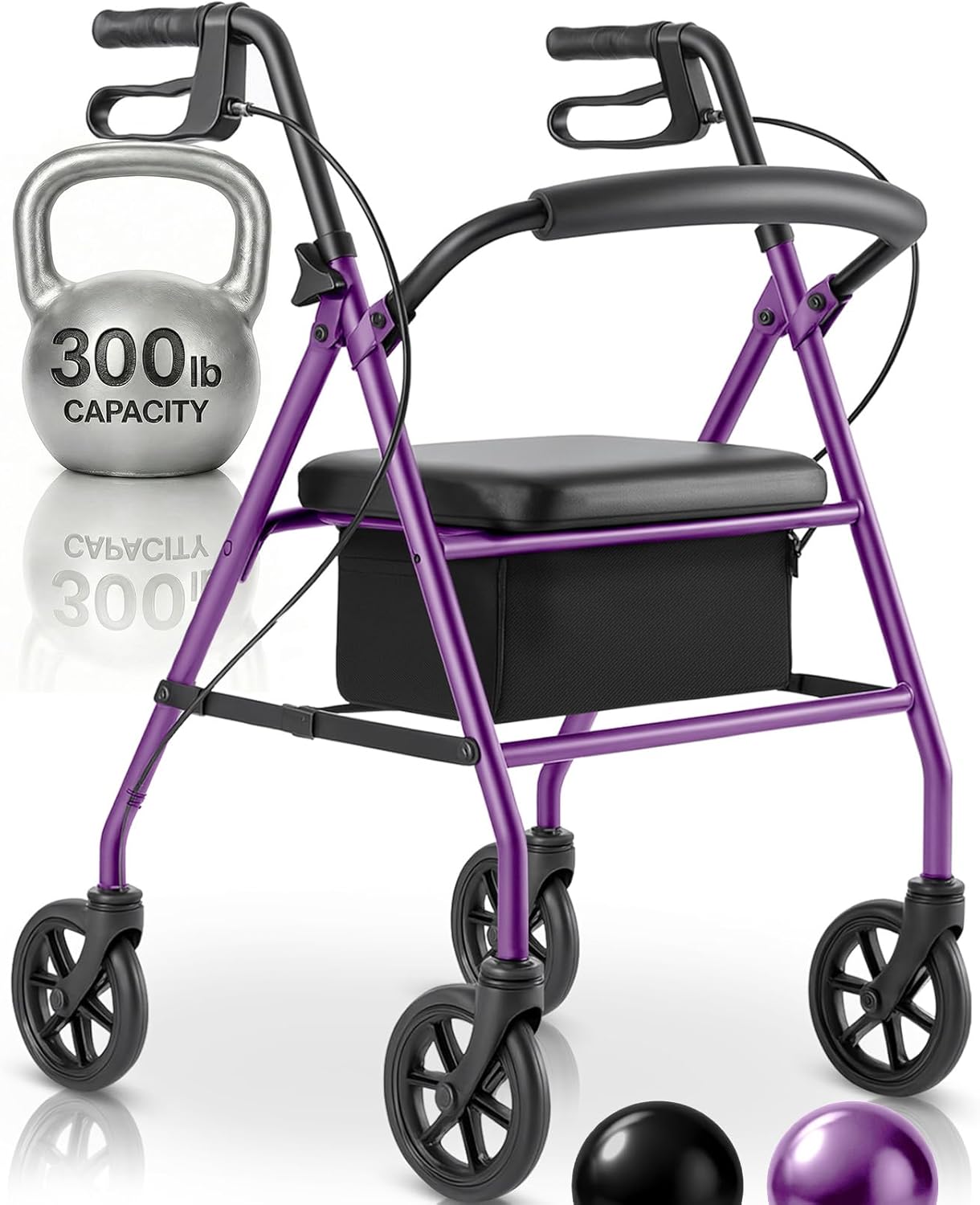 Vive Mobility Steel Rollator Walker with Seat - Foldable, Narrow