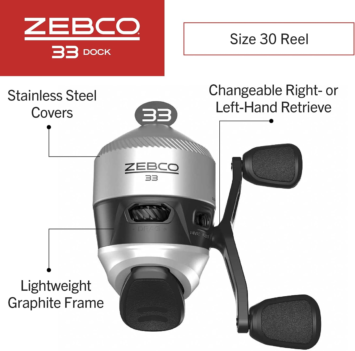 Zebco Dock Spincast Reel and Fishing Rod Combo, 42-Inch Durable Z-Glass Rod, Quickset Anti-Reverse Fishing Reel, Silver