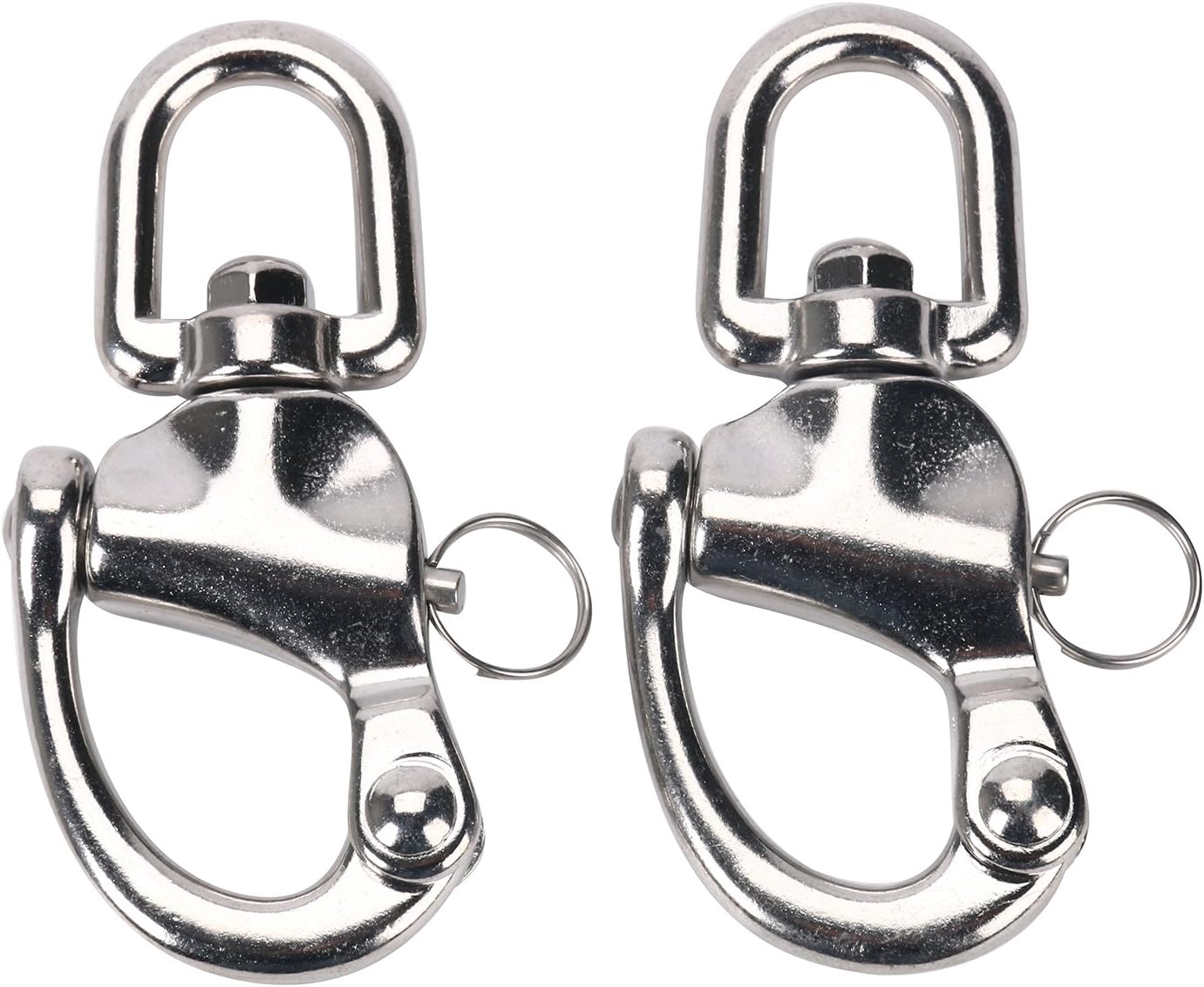 Amarine Made Pair of Swivel Eye Snap Shackle Quick Release Bail Rigging Sailing Boat Marine Stainless Steel for Sailboat Spinnaker Halyard CD309012