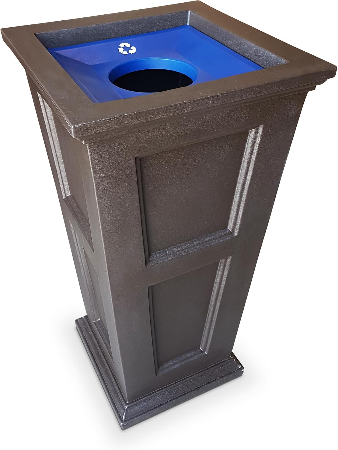 Mayne Fairfield 40in Tall Square Waste Bin with Liner, Espresso | Fade resistant, All season, Removable Liner and Lid, 15-year warranty