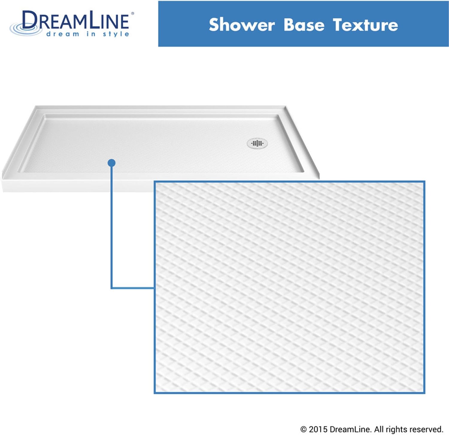 DreamLine SlimLine 36 in. D x 60 in. W x 2 3/4 in. H Right Drain Single Threshold Shower Base in White, DLT-1136602