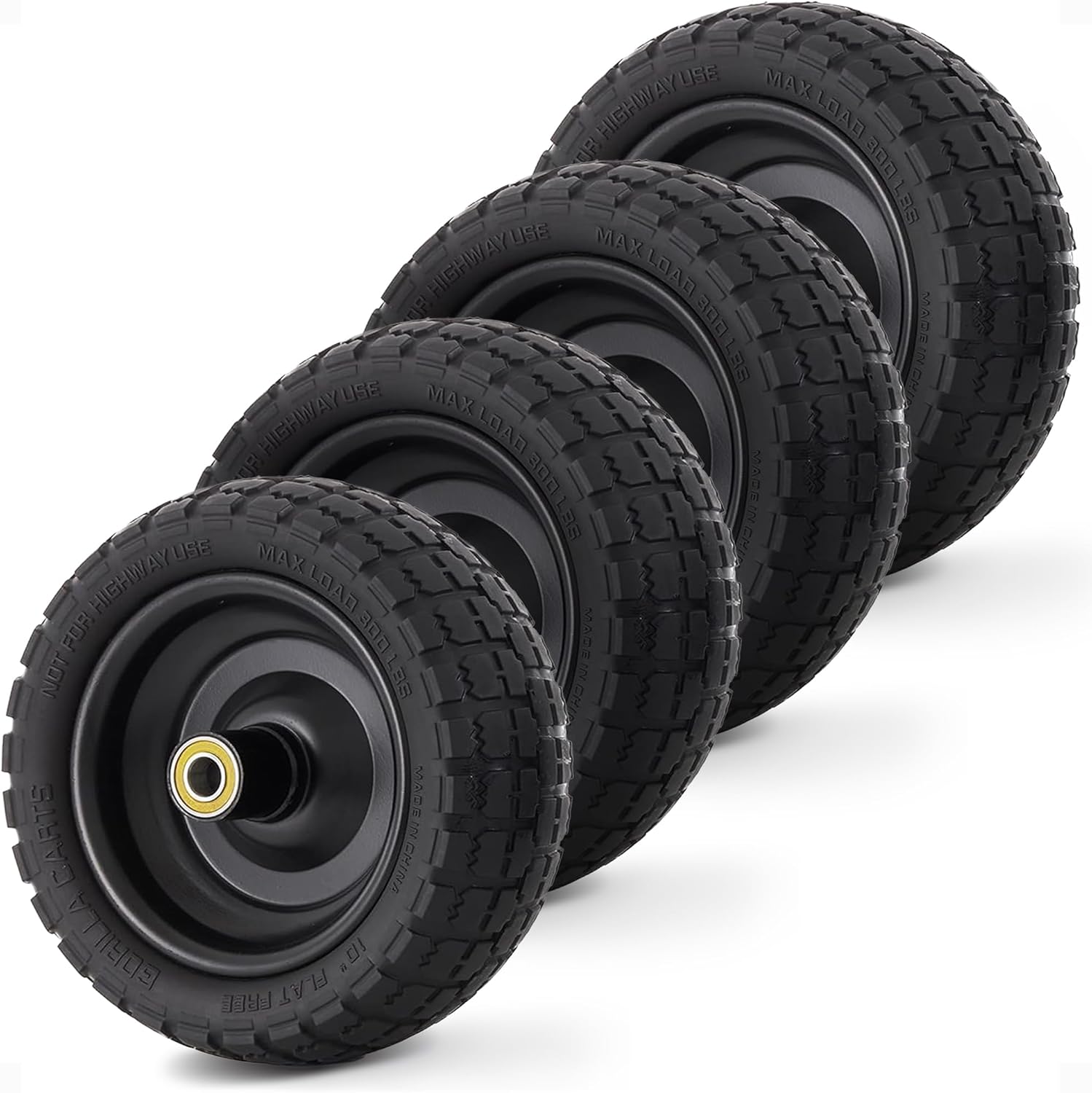Gorilla Carts 10-Inch No-Flat Replacement Wheels, 4-Pack