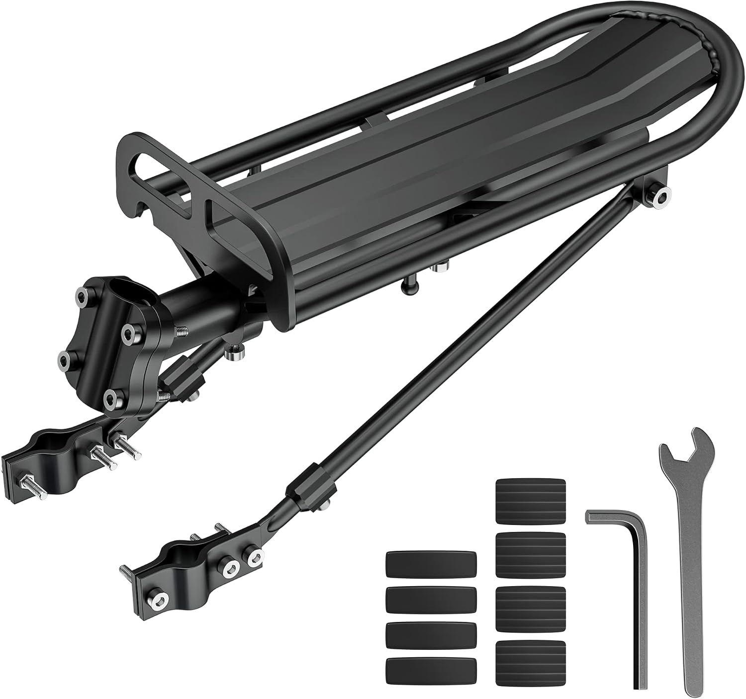 Outtag Rear Bike Rack Aluminum Alloy Bike Cargo Rack Quick Release Adjustable Bicycle Rear Rack Heavy Duty Mountain Bike Back Rack Seat Post Frame Mount Cycle Luggage Carrier Accessories