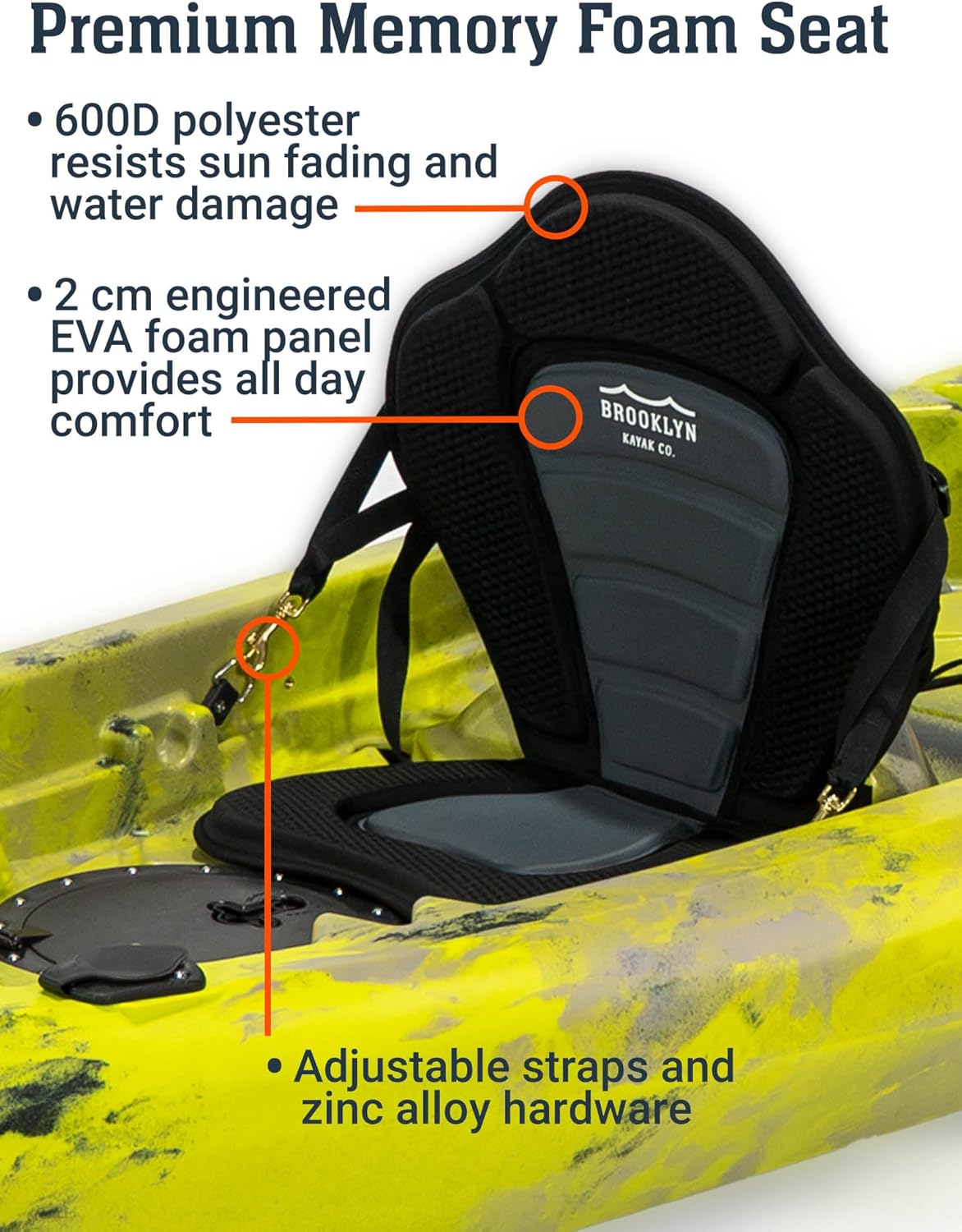 BKC Brooklyn 12.5 Tandem Fishing Kayak, 2 to 3 Person Sit-on-Top | 600 lb capacity, 2 padded seats, 2 paddles, 6 rod holders, motor-ready mount, for lakes, rivers and coastal water