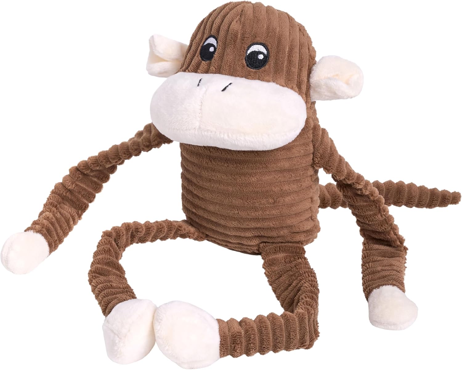 ZippyPaws Crinkle Monkey for Medium-Extra Large Dogs, Large/Brown | Interactive Dog Toys to Keep Them Busy, Squeaky Plush Pet Toy for All Breeds