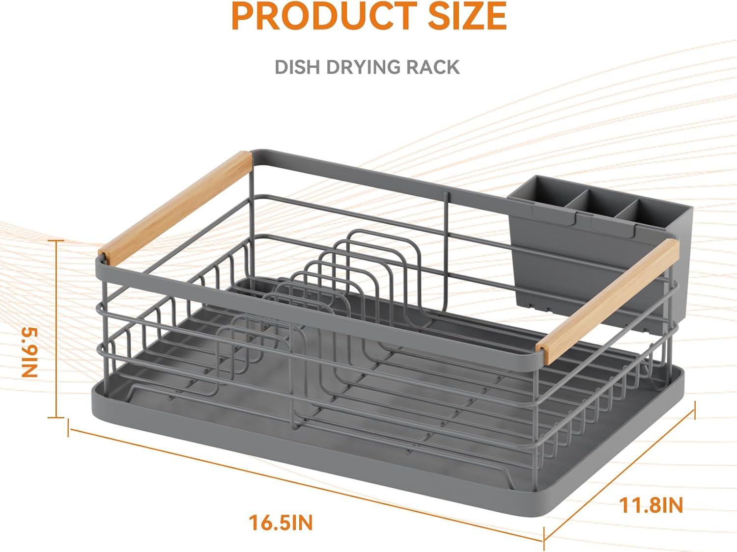 BRIAN & DANY Dish Drying Rack, Dish Racks for Kitchen Counter, Stainless Steel Dish Drainer with Removable Cutlery Holder & Drainboard, White