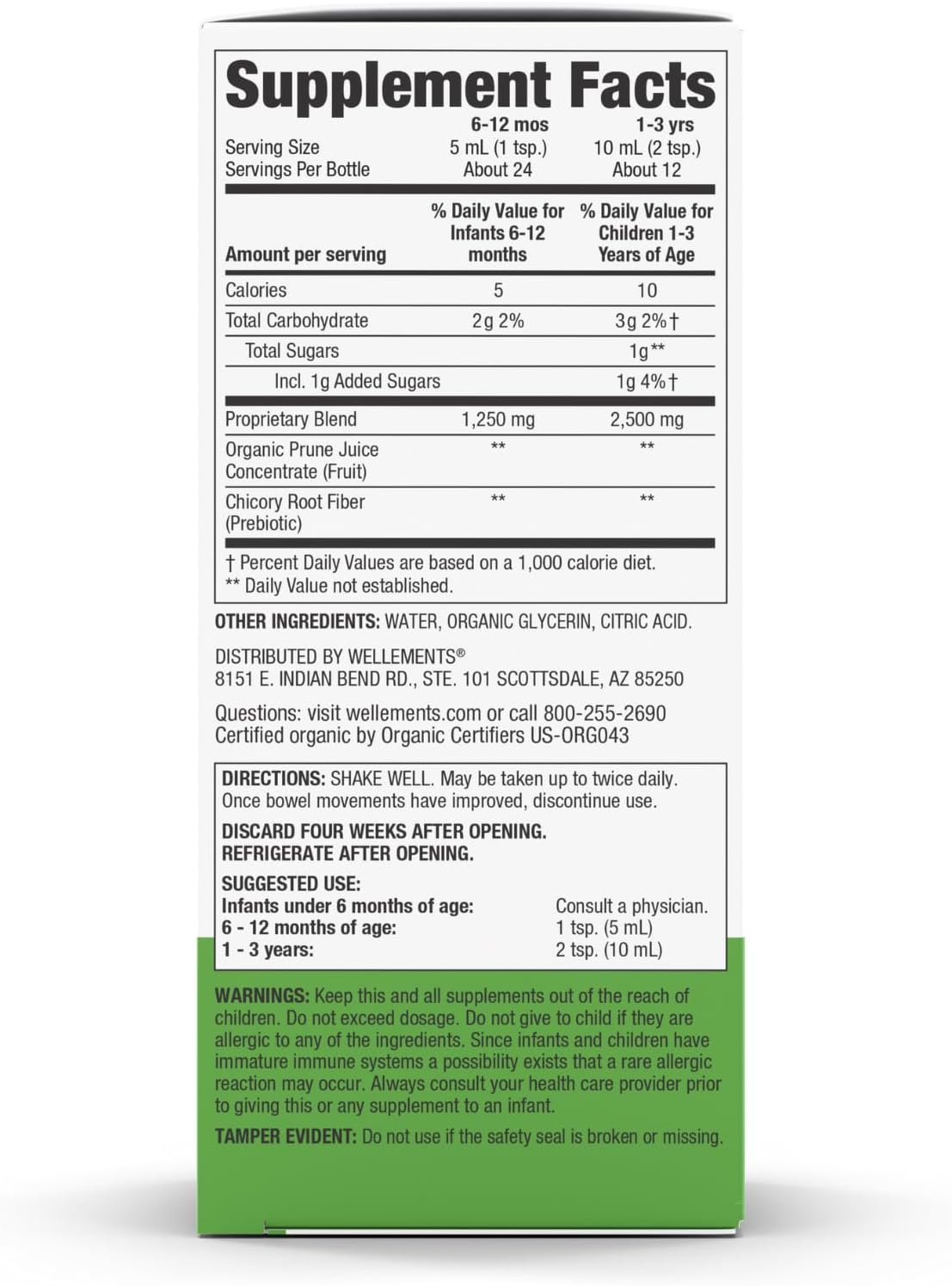 Wellements Organic Constipation Relief for Infants Babies & Toddler 4 Fl Oz
