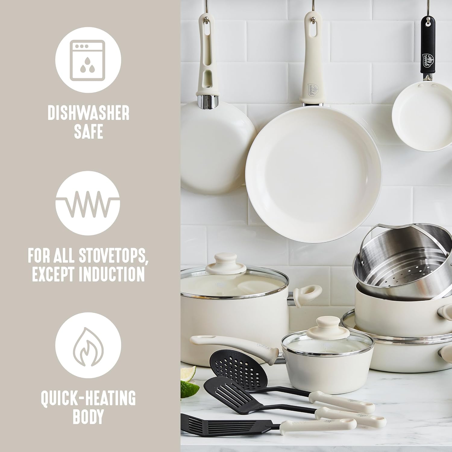 GreenLife 16 Piece Ceramic Nonstick Pots & Pans Cookware Set, Turquoise | PFAS-Free Ceramic Nonstick, Stockpot, Frying Pans, Saucepans, Sauté Pan, Stay-Cool Handles, Dishwasher & Oven Safe up to 350F