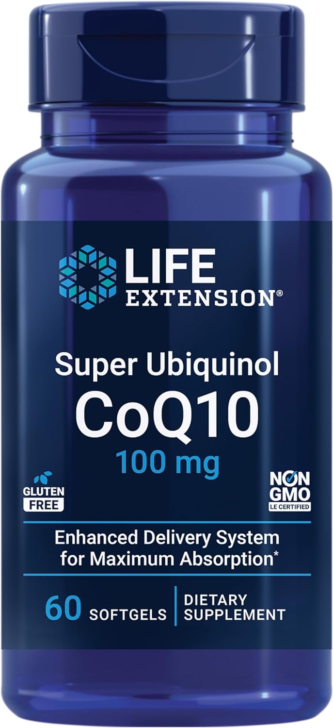 Life Extension Super Ubiquinol CoQ10, Heart Health Supplement, Cell Energy, oxidative Stress Defense, Maximum Absorption, 100 mg, Non-GMO, Gluten-Free
