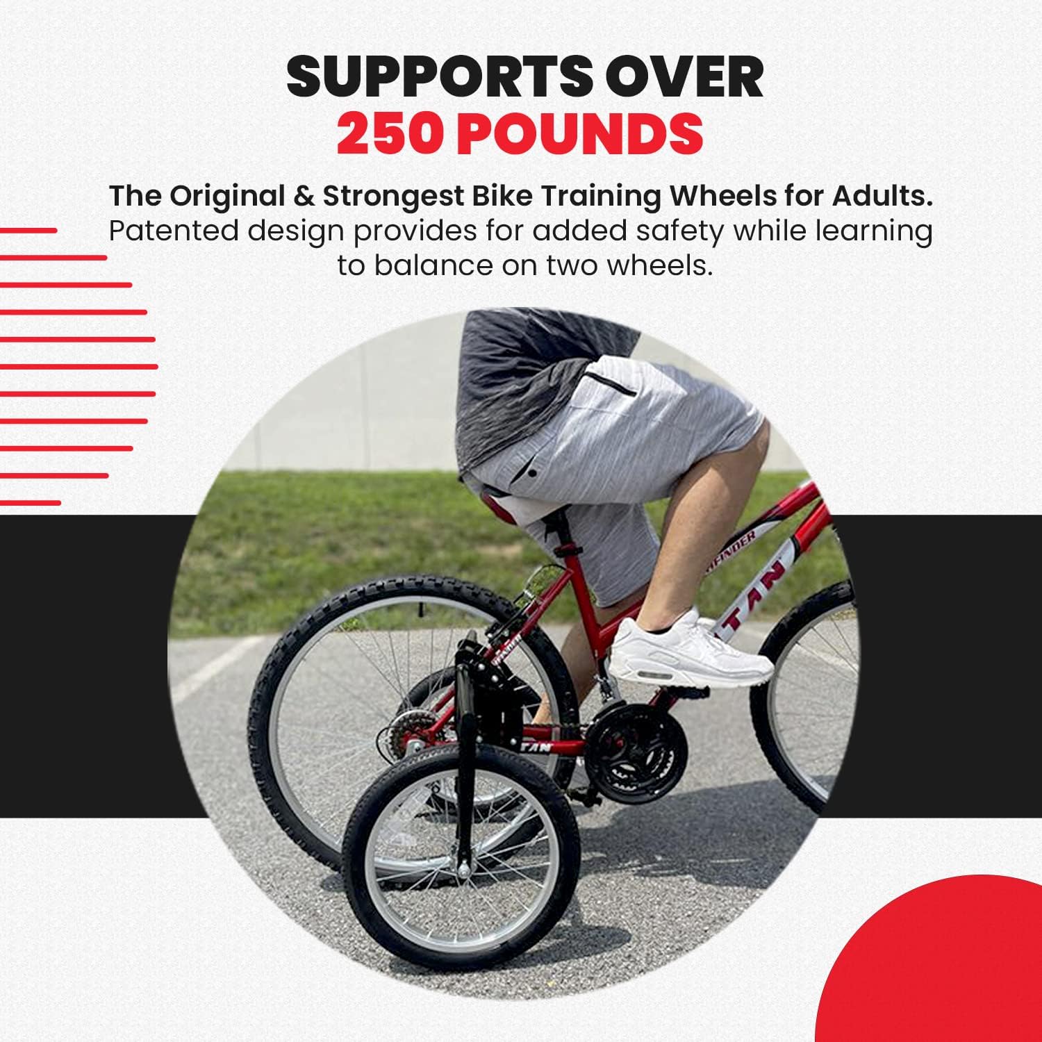 TITAN Bike USA Heavy-Duty Adult Training Wheels – Patented Stabilizer Kit for 24"–27" Bicycles, Supports 250+ lbs