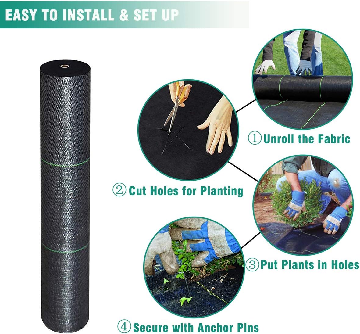6FTx300FT Weed Barrier Landscape Fabric Heavy Duty 5oz Pro Ground Cover Mat