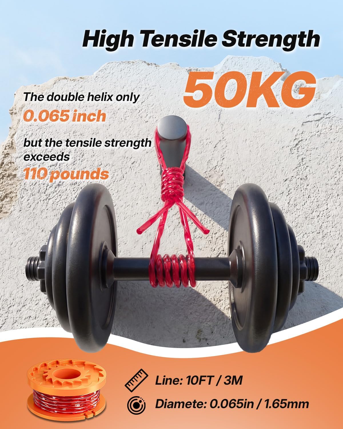 Eventronic 15 Pack (WA0010) Trimmer Line Spool for Worx Weed Eater | Durable 0.065" Auto-Feed String Trimmer Refills