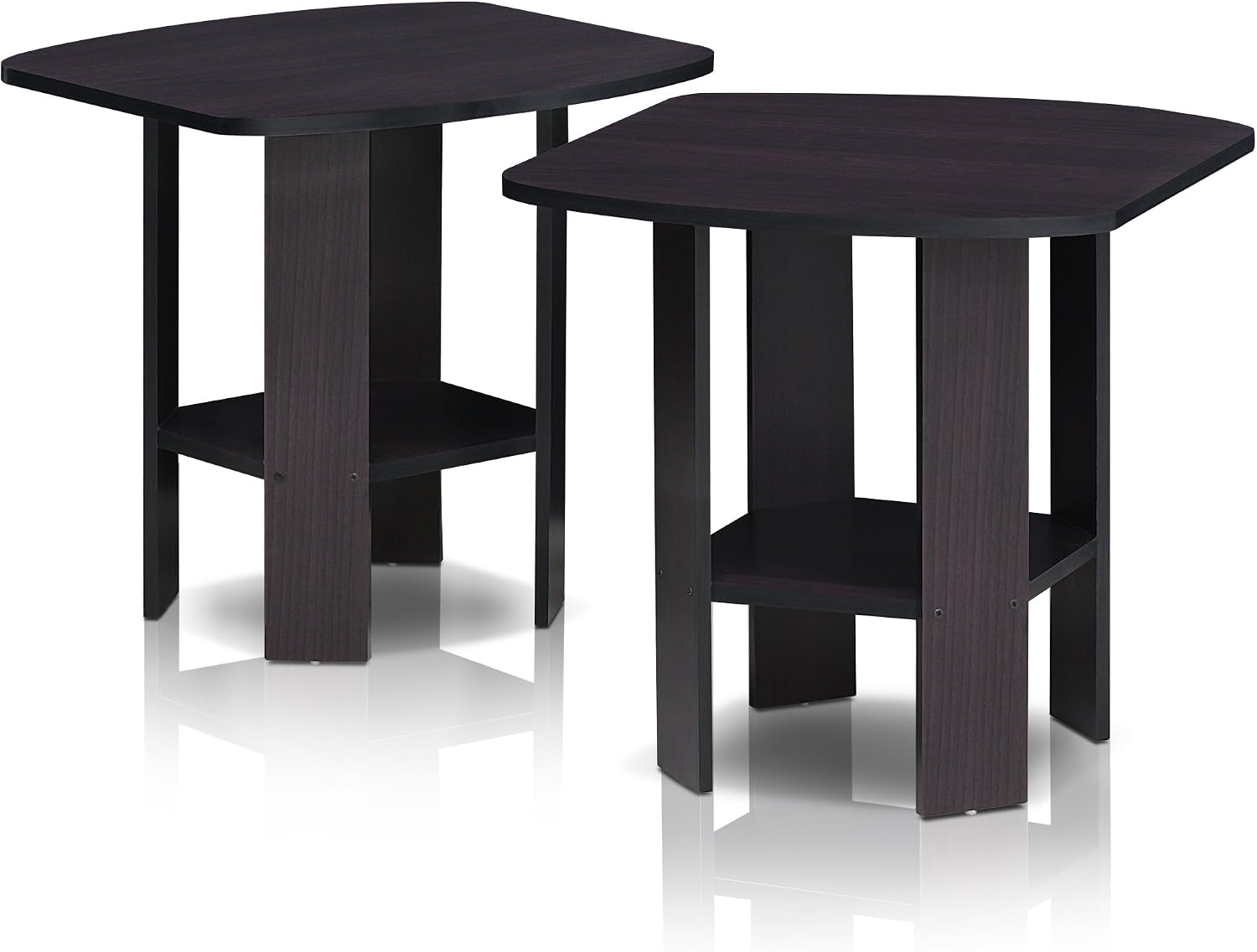 Furinno SIMPLE DESIGN Side Table, 2-Tier Modern End Table with Soft Edges, Open Shelves Night Stand, Bedside Table, for Living Room, Bedroom, French Oak