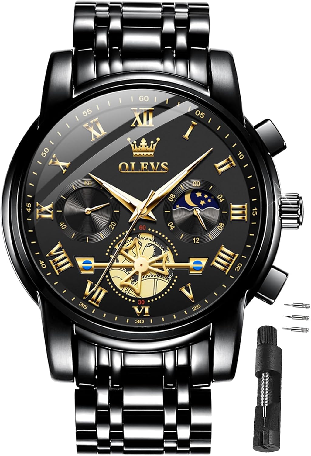 OLEVS Watch Men Luxury Dress Stainless Steel Date Analog Watch Waterproof