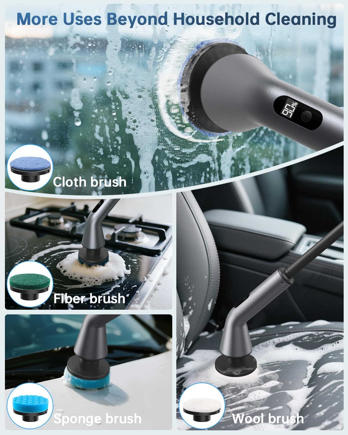 Electric Spin Scrubber, IPX7 Waterproof 2-Speed
