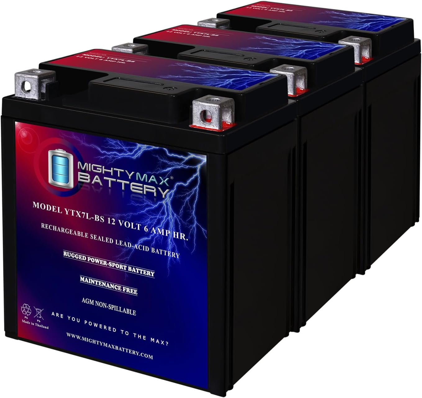 Mighty Max Battery YTX7L-BS -12 Volt 6 AH, 100 CCA, Rechargeable Maintenance Free SLA AGM Motorcycle Battery
