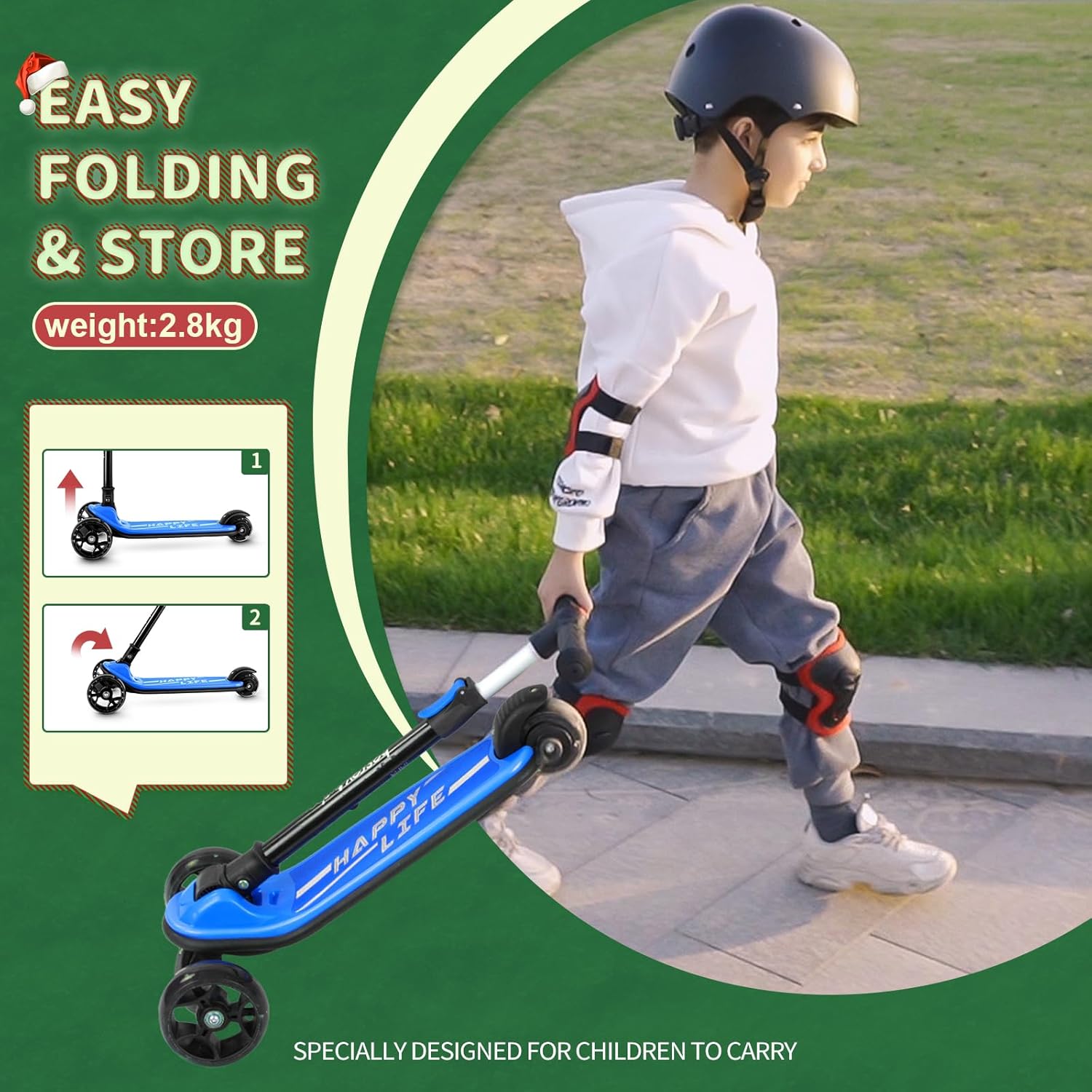 besrey 3 Wheel Scooter for Kids Ages 3-10 with 4 Adjustable Height