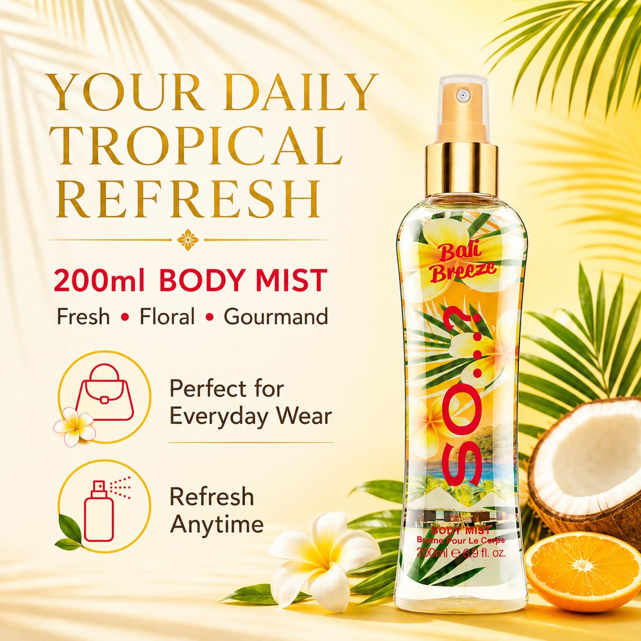 So…? Bali Breeze Body Mist - Perfume for Women with Tropical Aroma - Body Spray for Women with Coconut, Almond and Vanilla Notes - 6.9 oz