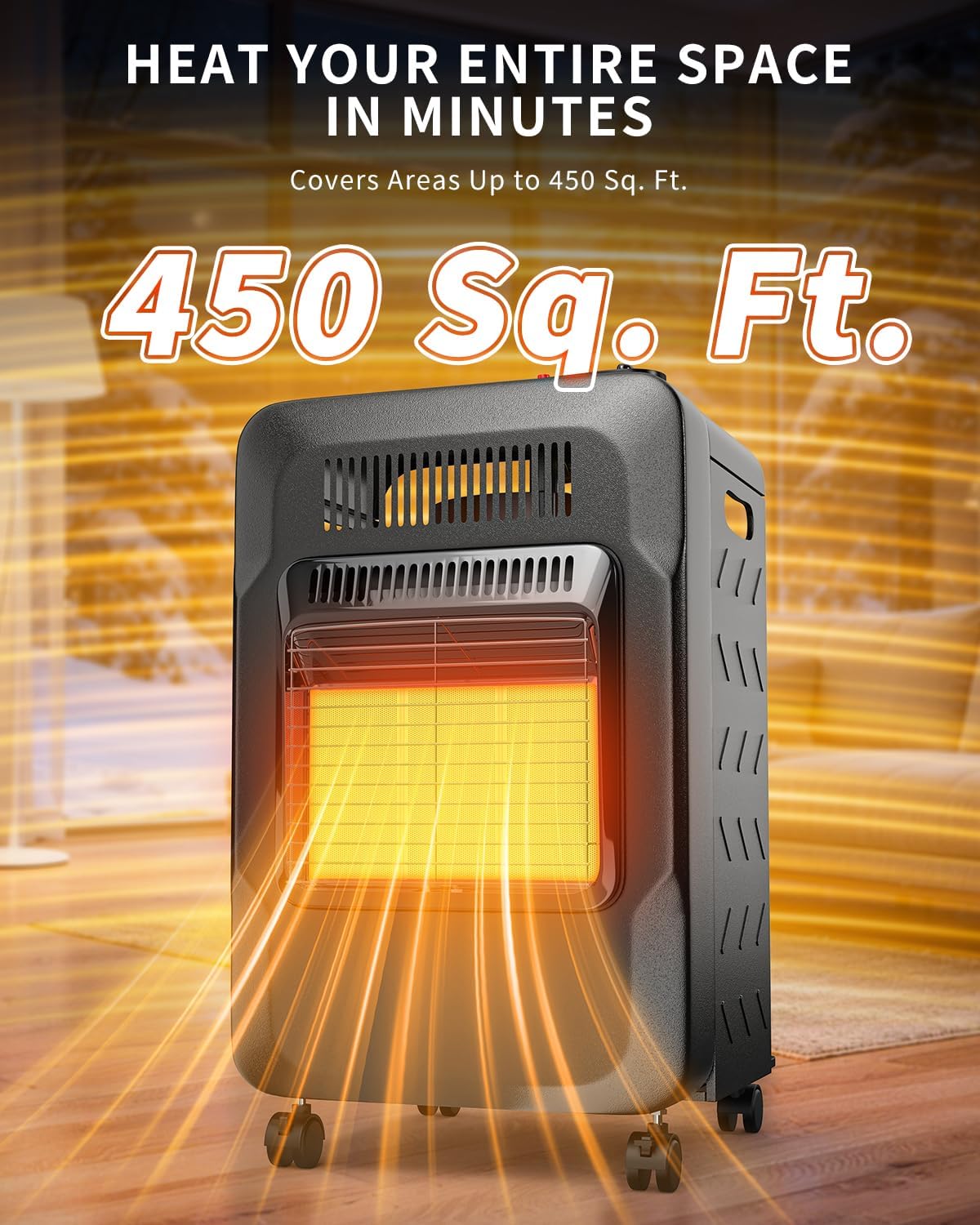 18, 000 BTU Propane Heater Indoor Outdoor Use, 3 Adjustable Heat Settings