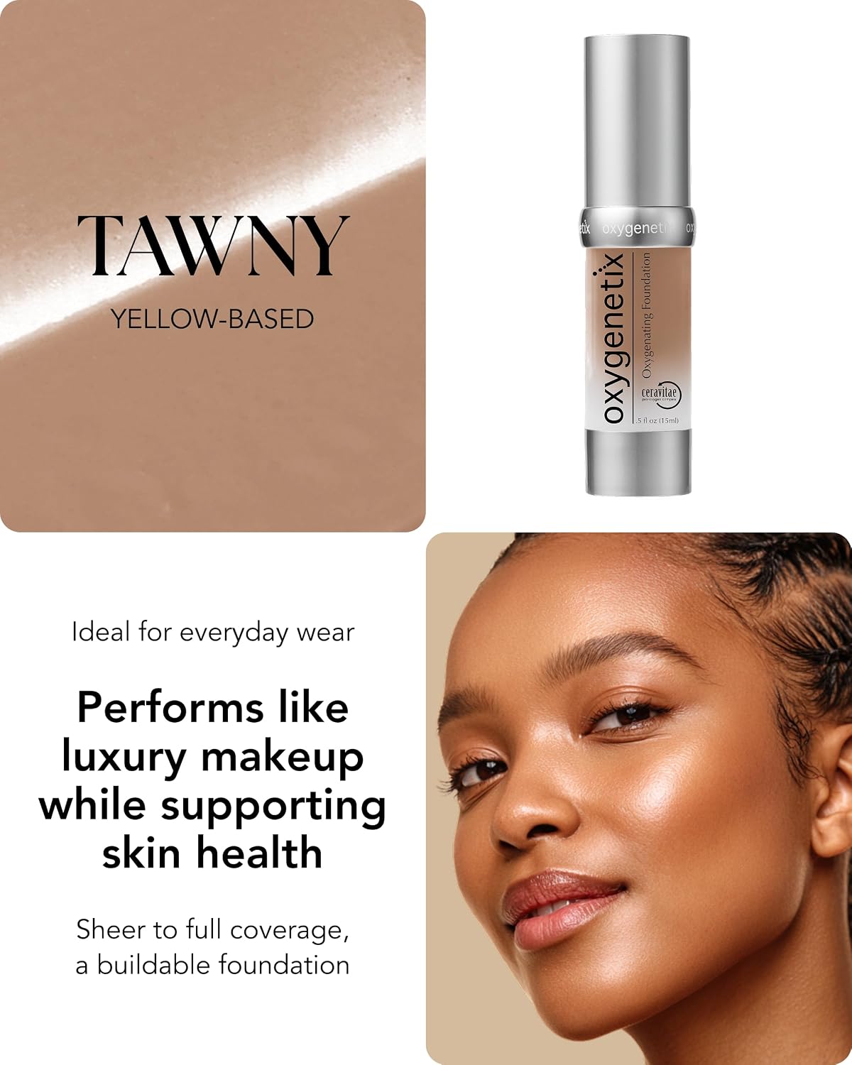 Oxygenetix Oxygenating Foundation – Pearl | Breathable Makeup, Buildable Coverage with Weightless Feel, Longwear Foundation, Safe for Sensitive or Laser-Treated Skin