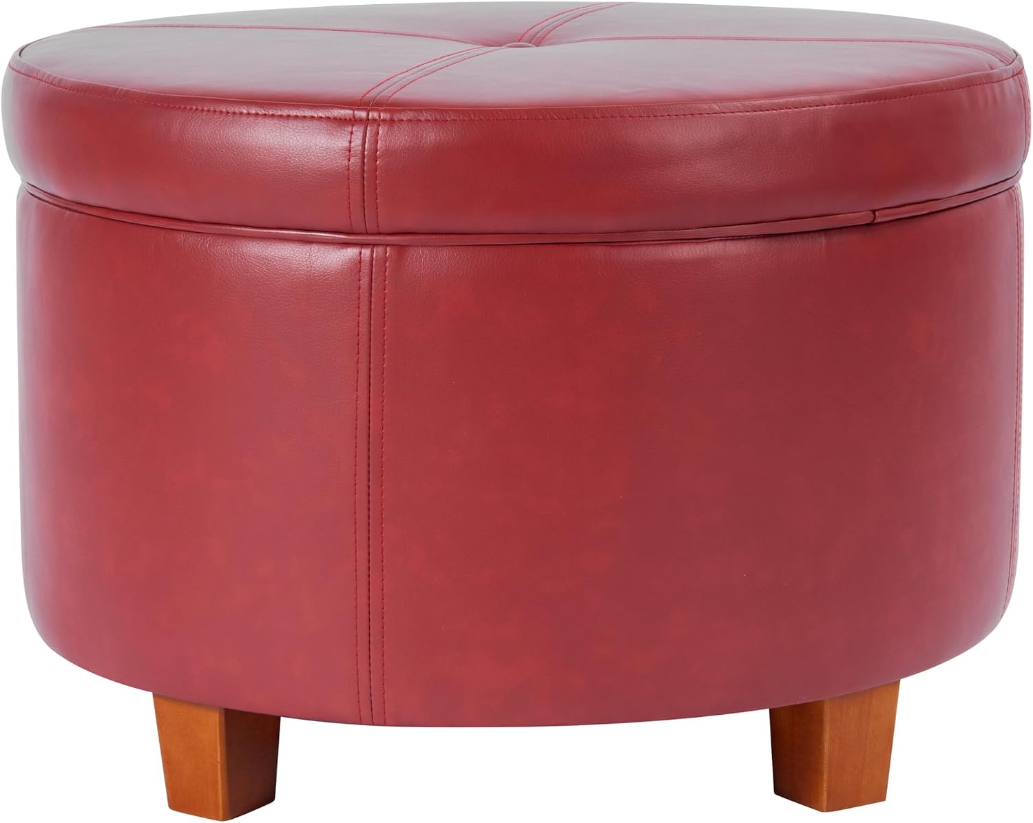 HomePop 24" Large Leatherette Storage Ottoman - Distressed Brown Faux Leather