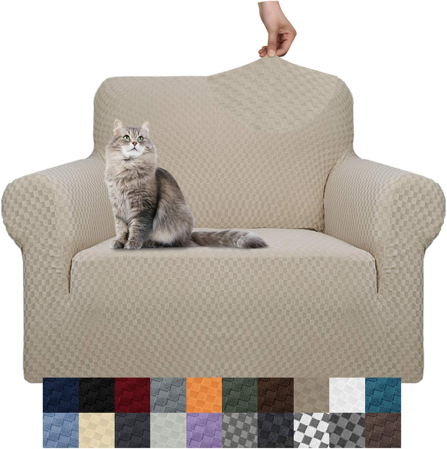 YEMYHOM Couch Cover Latest Jacquard Design High Stretch Sofa Covers for 2 Cushion Couch