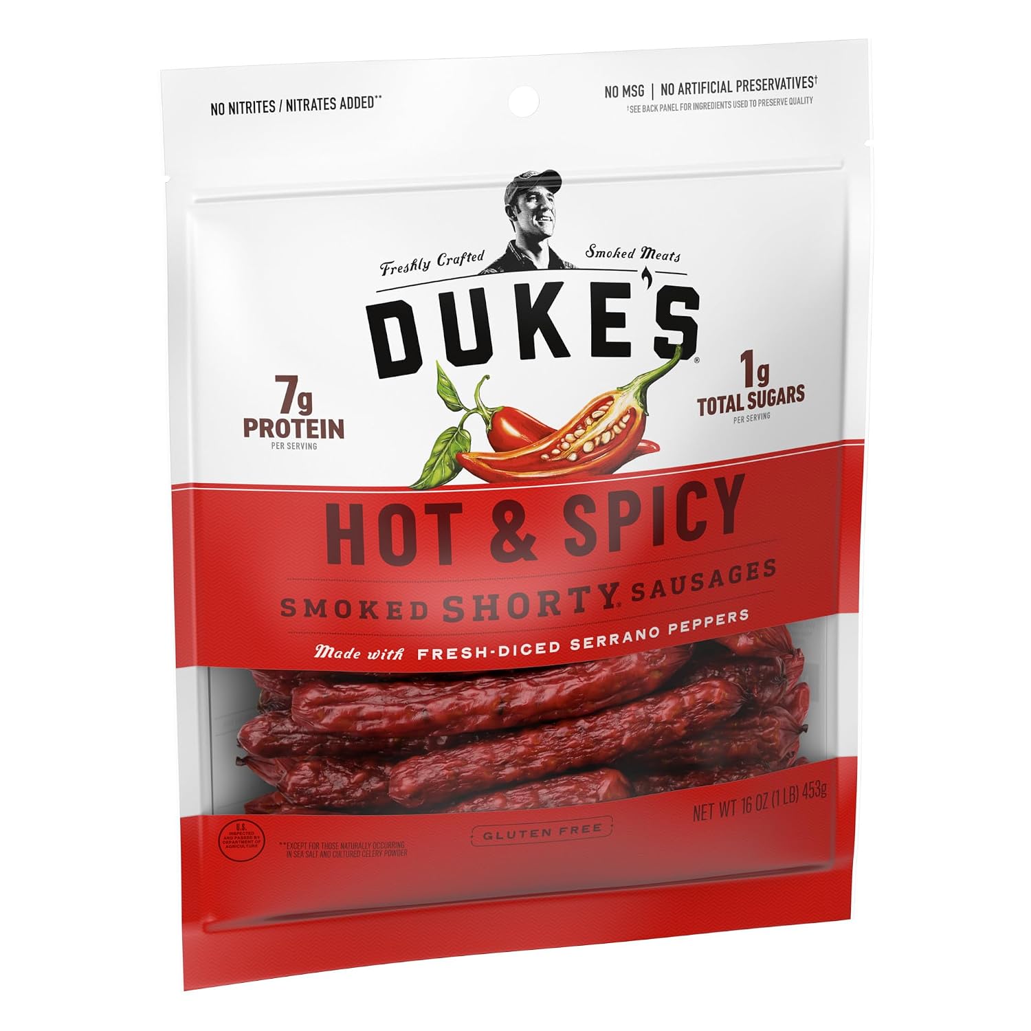 Duke's Pork Hot & Spicy Smoked Shorty Sausages, 16 oz.