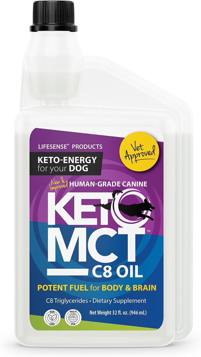 LifeSense C8 MCT Oil for Dogs | Sourced from Coconut Oil | Dog Optimal Fuel for The Brain and Body | Human Grade | Non-GMO| Keto-Friendly