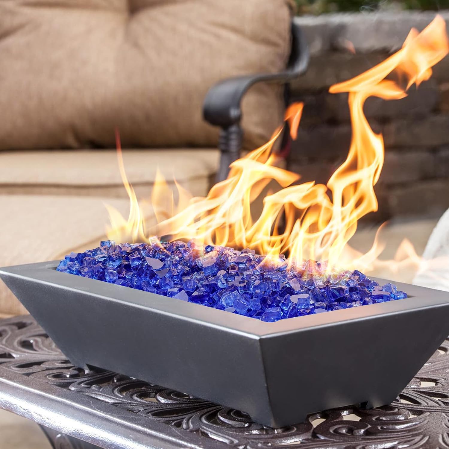 Onlyfire 10 lbs Fire Glass Rocks for Gas Propane Fire Pit and Fireplace