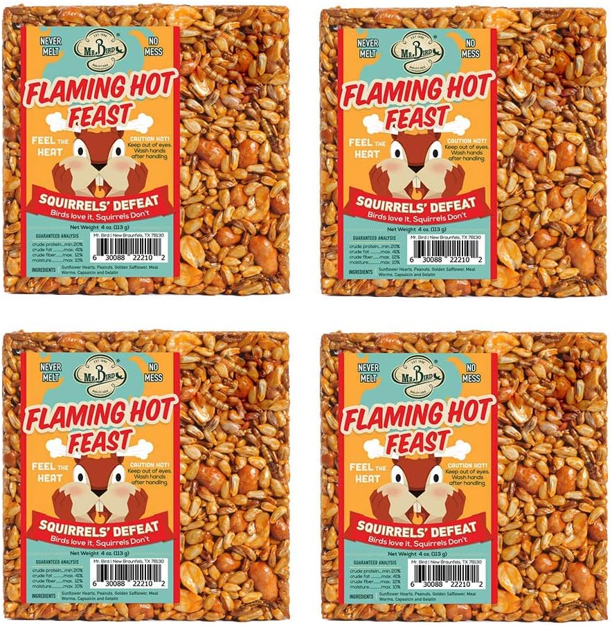 Mr. Bird 4-Pack Flaming Hot Feast Small Wild Bird Seed Cake 4 oz. Squirrel Resistant Bird Seed