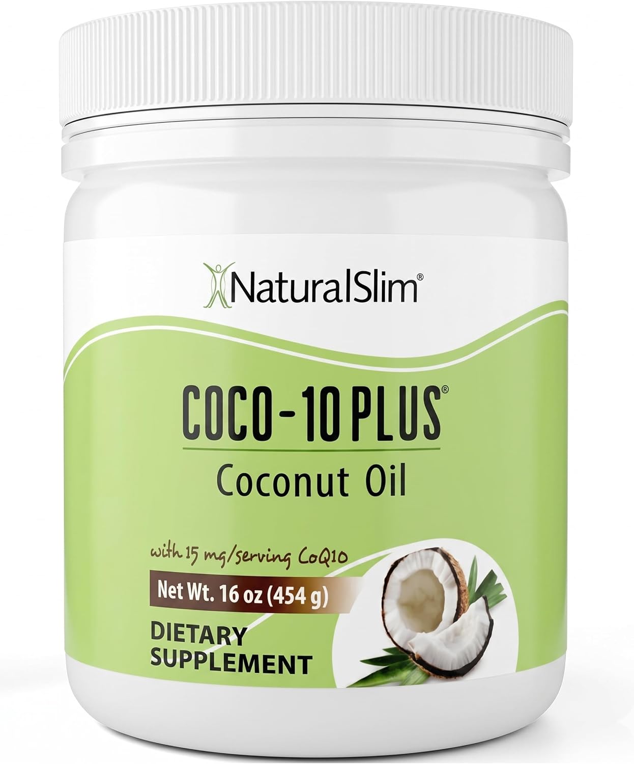NaturalSlim Coconut Oil with CoQ10, MCT Oil, Fresh Flavor | MCT Oil Organic Coconut Oil for Baking, Mixing with Shake, Smoothies, Coffee