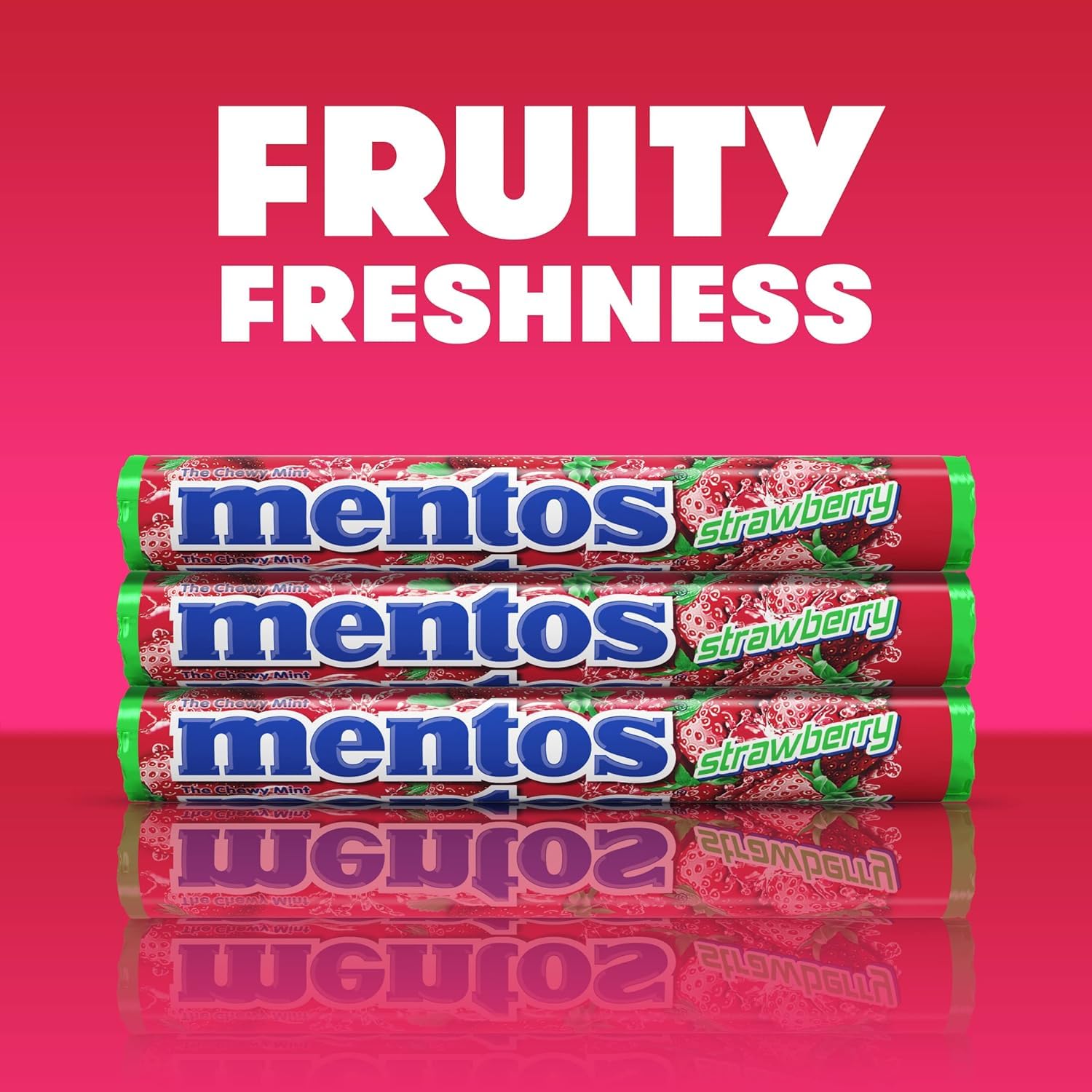 Mentos Chewy Mint Candy Roll, Cinnamon, 14 Pieces Per Roll, 15 Count Pack
