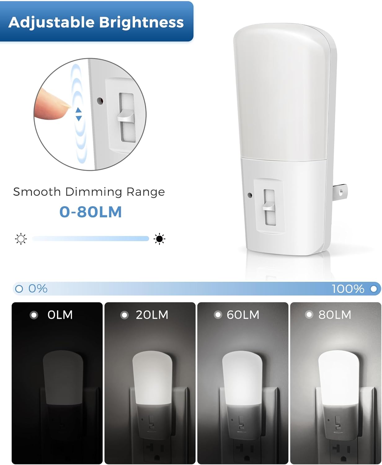 LOHAS-LED Plug in Night Light, Dimmable LED Night Lights Dusk to Dawn 2Pack