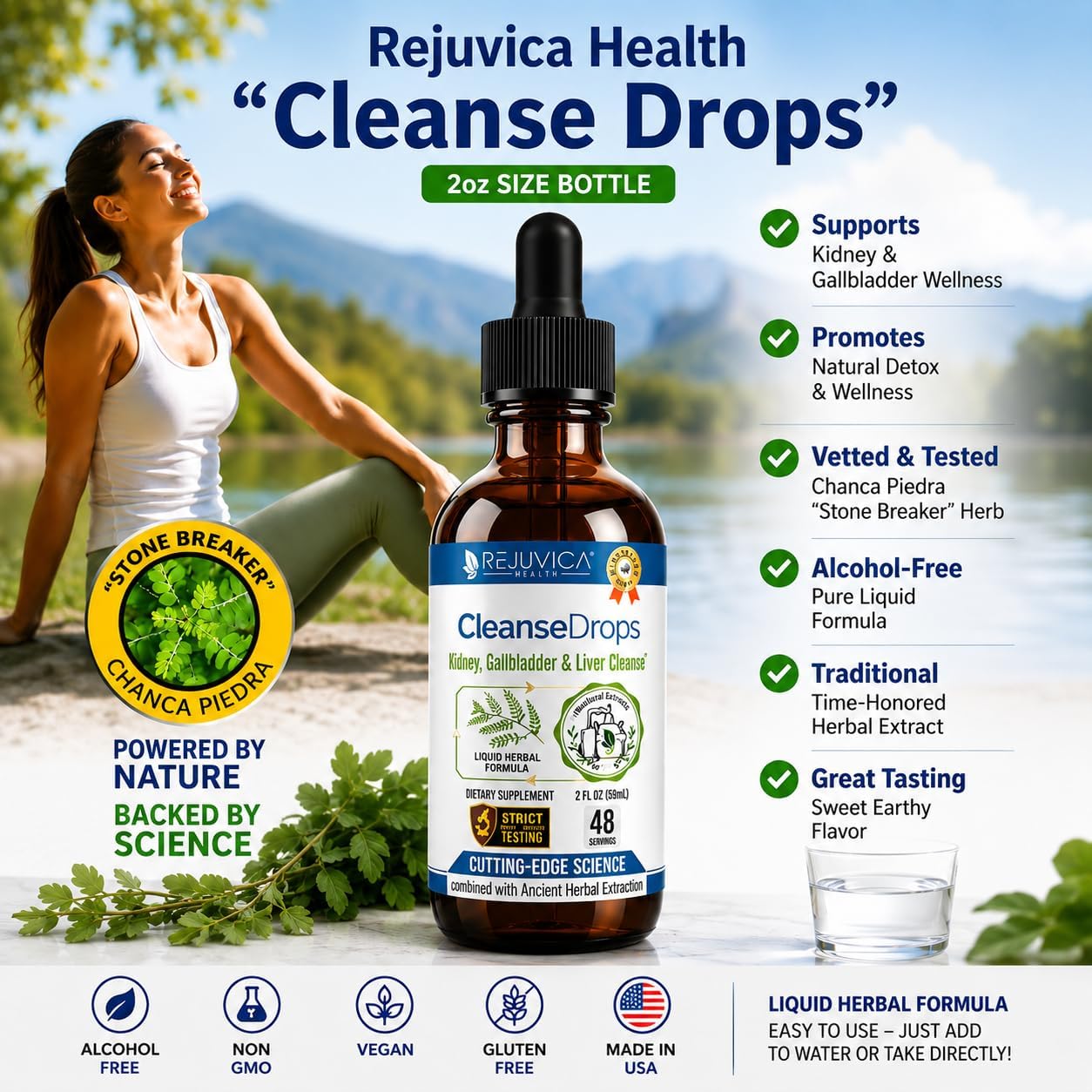 Cleanse Drops - Kidney and Gallbladder Supplement - Chanca Piedra Extracts.
