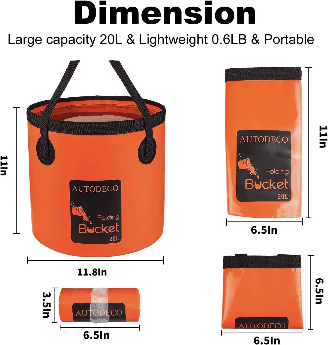 Collapsible Bucket 5 Gallon Container Folding Water Bucket Portable Wash Basin 20L
