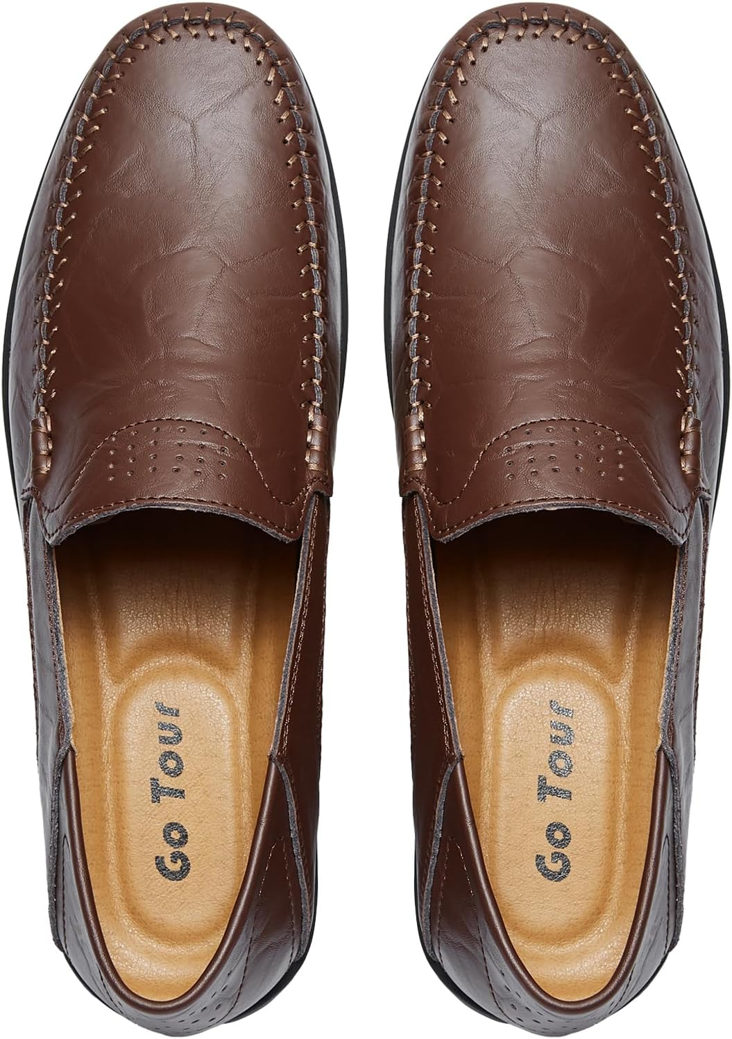Go Tour Men's Premium Genuine Leather Casual Slip on Loafers Breathable Driving Shoes Fashion Slipper