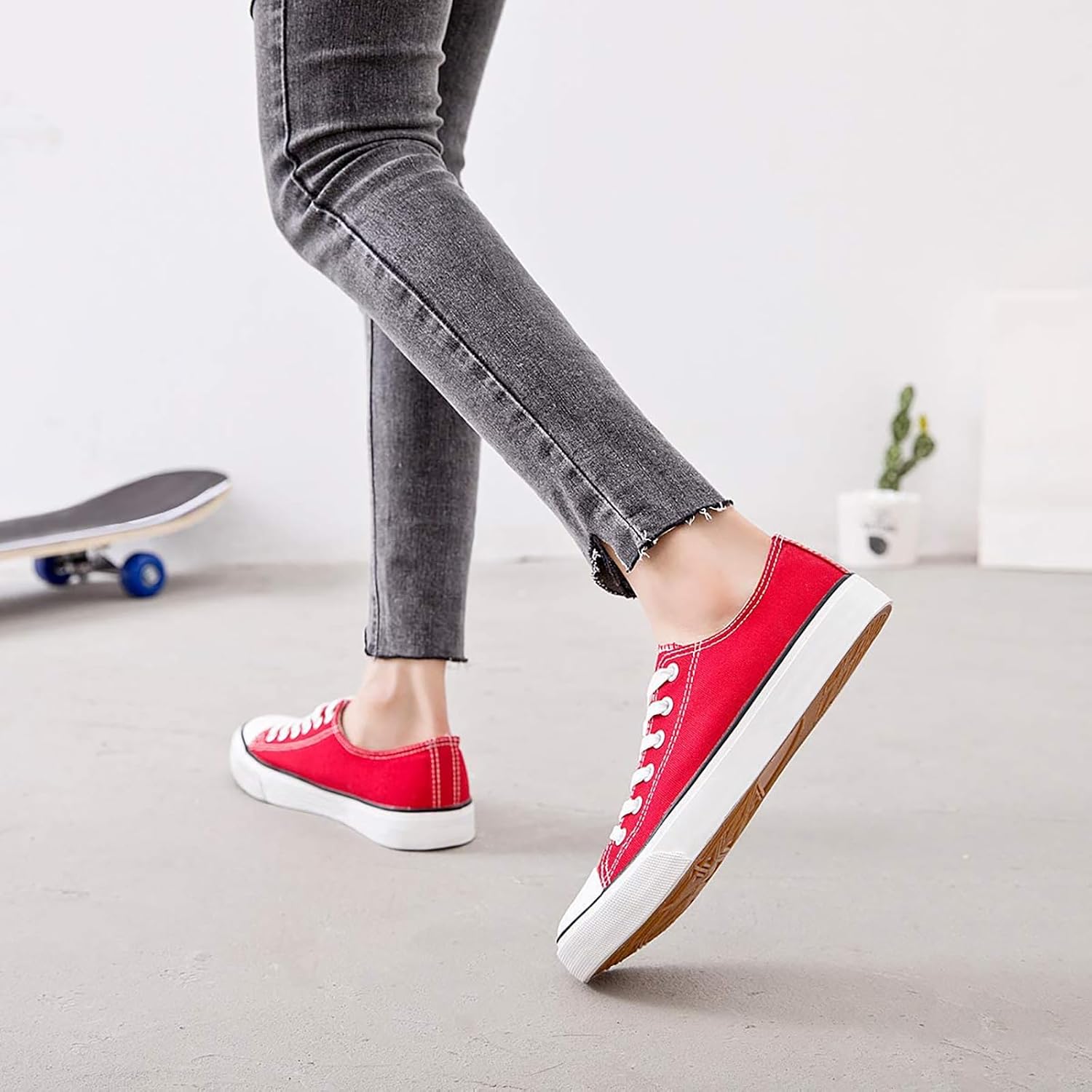 ZGR Women's Canvas Low Top Sneaker Lace-up Classic Casual Shoes for Women