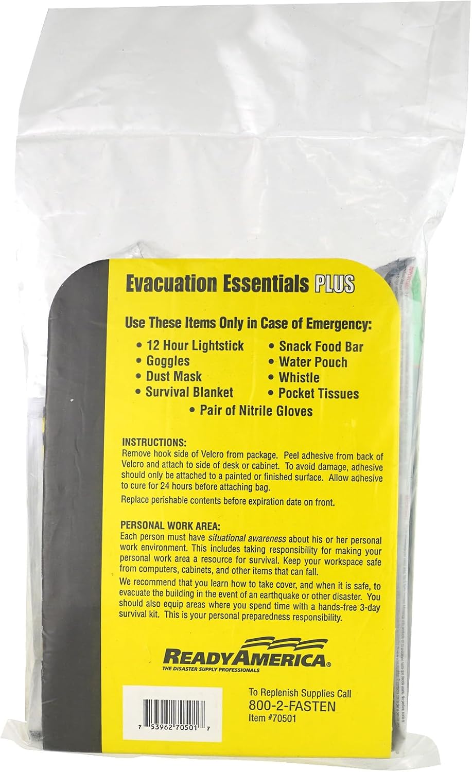 QuakeHold! 70501 1-Person Disaster Evacuation Essentials Plus Kit