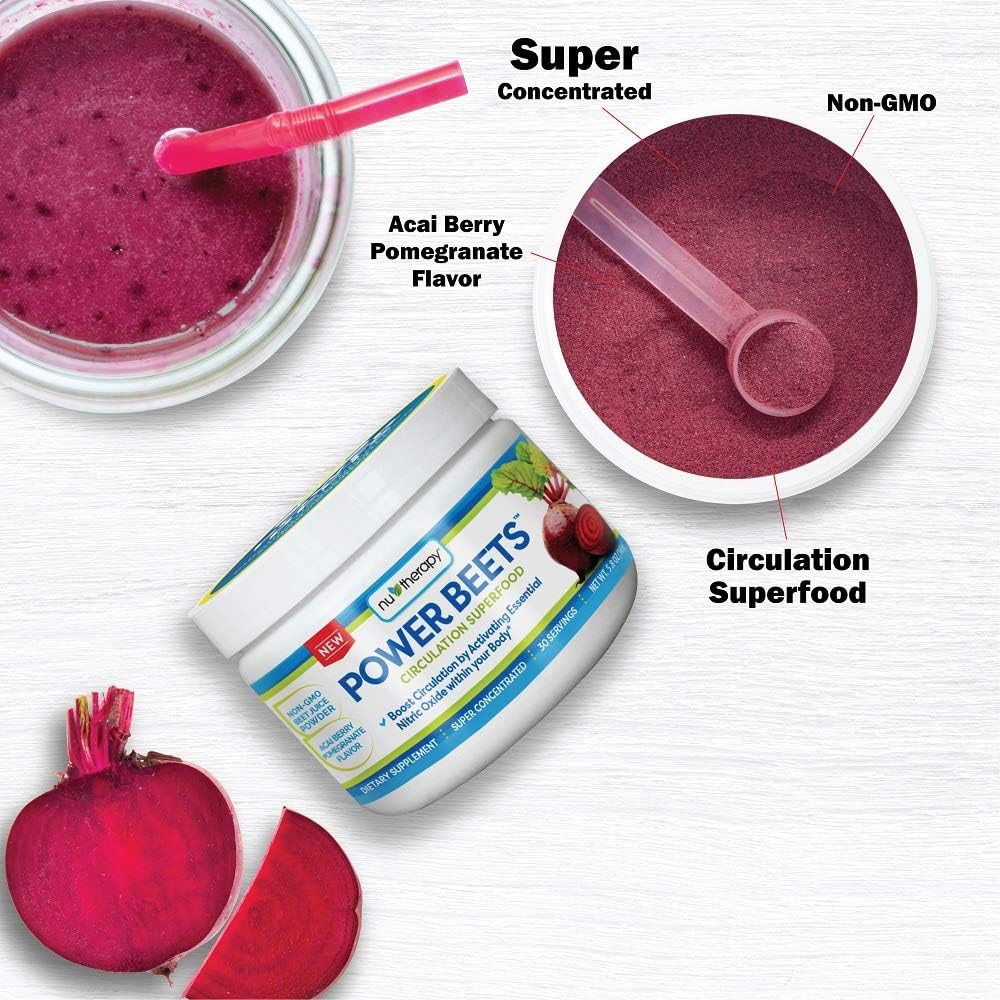Nu-Therapy Power Beets - Super Concentrated Circulation Superfood - Dietary Supplement – Delicious Acai Berry Pomegranate Flavor – Non-GMO Beet