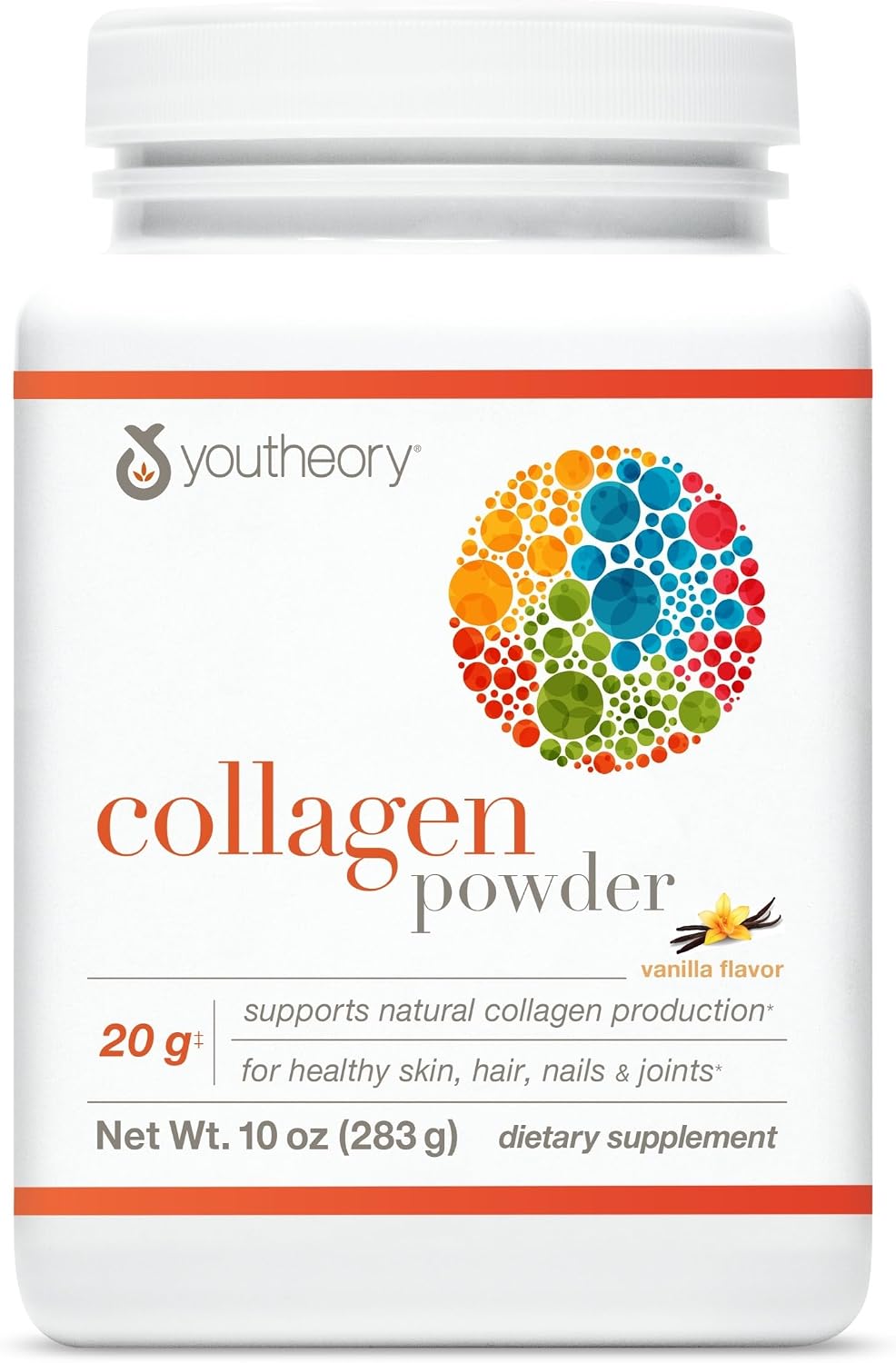 Youtheory Collagen Powder, 20g, Unflavored, 10 oz, 12-Day Supply