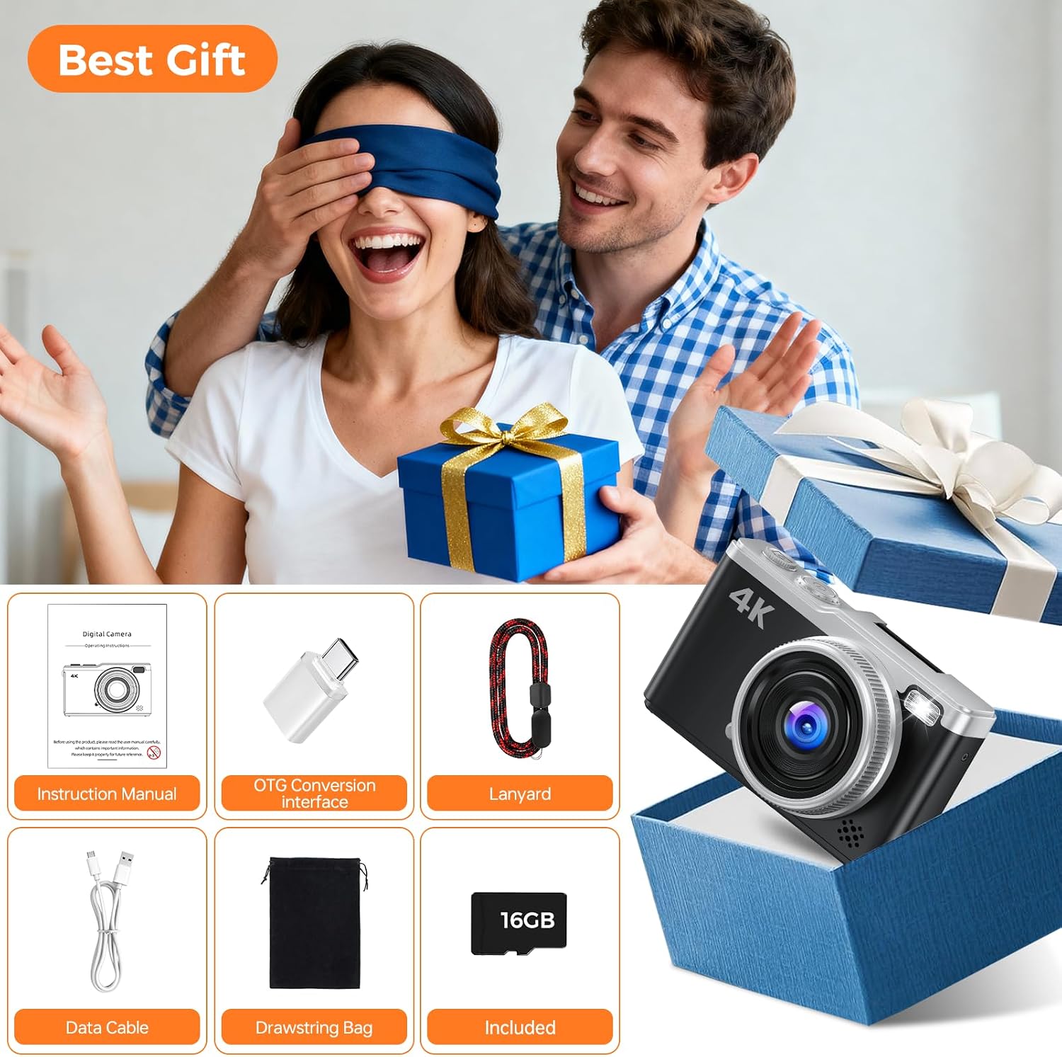 MaxMango Digital Camera, 64MP & 2.4'' Vlogging Camera for Beginners