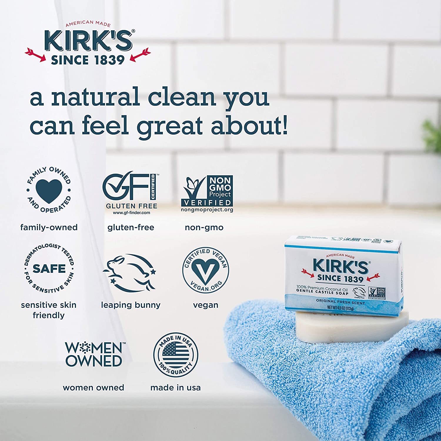 Kirk, Coco Castile Soap, 3 Count