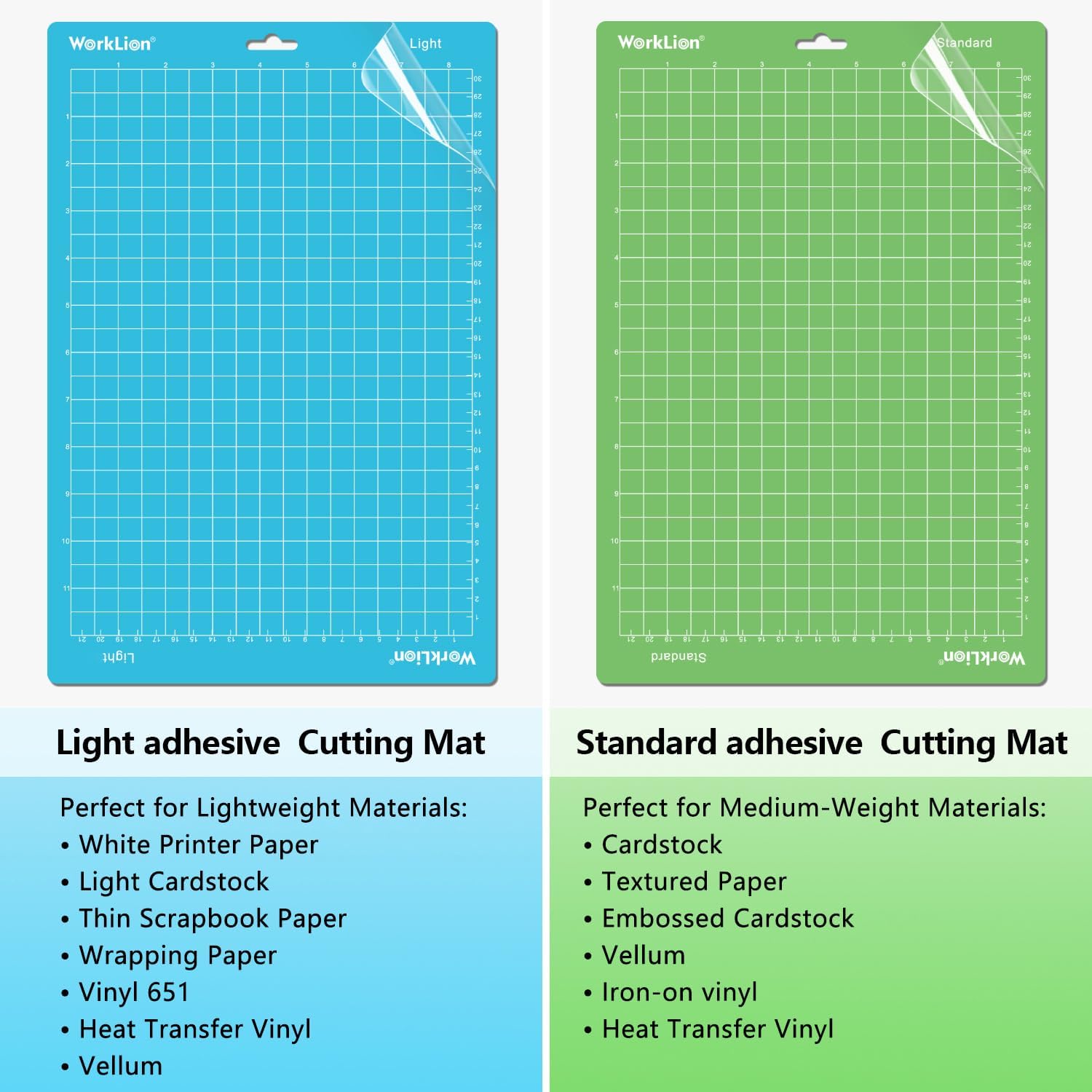 WORKLION Cutting Mat 12x12 Compatible with Maker/Maker 3/Maker 4/Air 2/Explore 3/4, Variety Sticky（Standard, Light