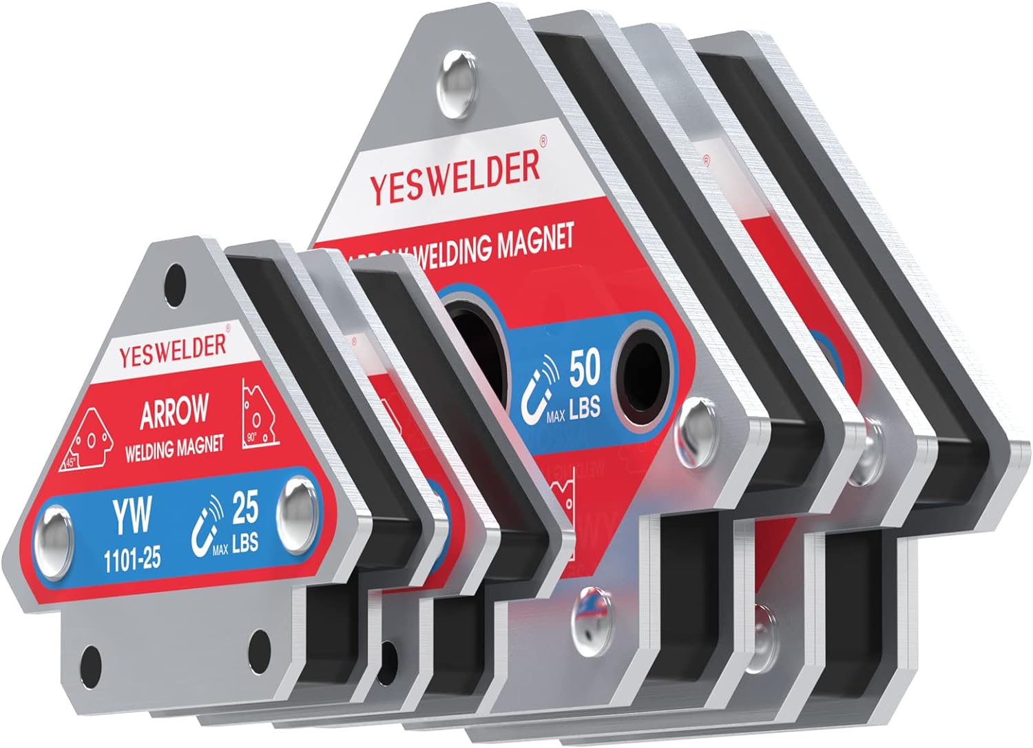 YESWELDER 4-Pc Welding Magnet Set, 50 lb Holding Power Welding Accessories