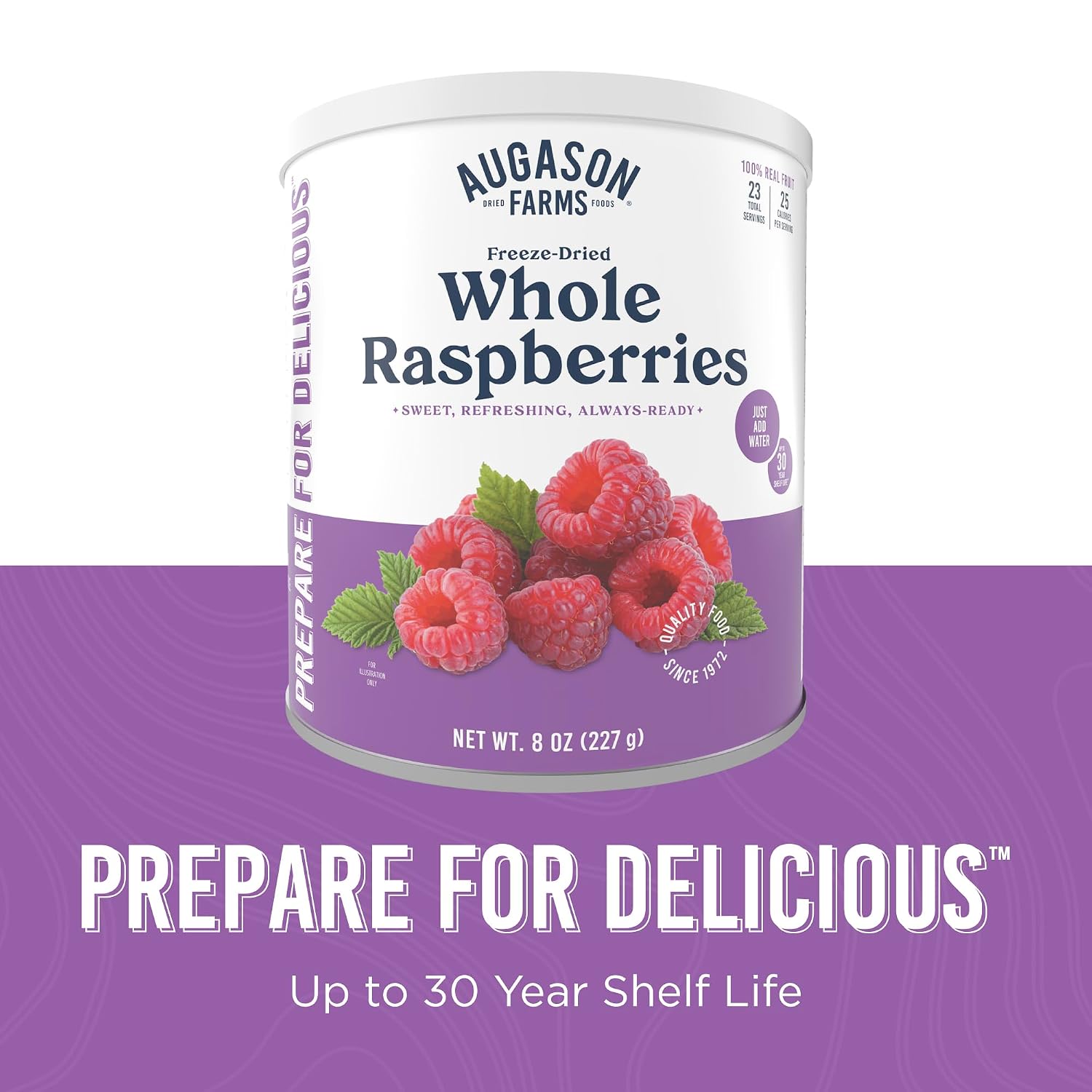 Augason Farms Freeze-Dried Whole Raspberries Can | Emergency Food Supply, 23 Servings, 30 Year Shelf Life, Great for Cooking, Baking, and Snacks
