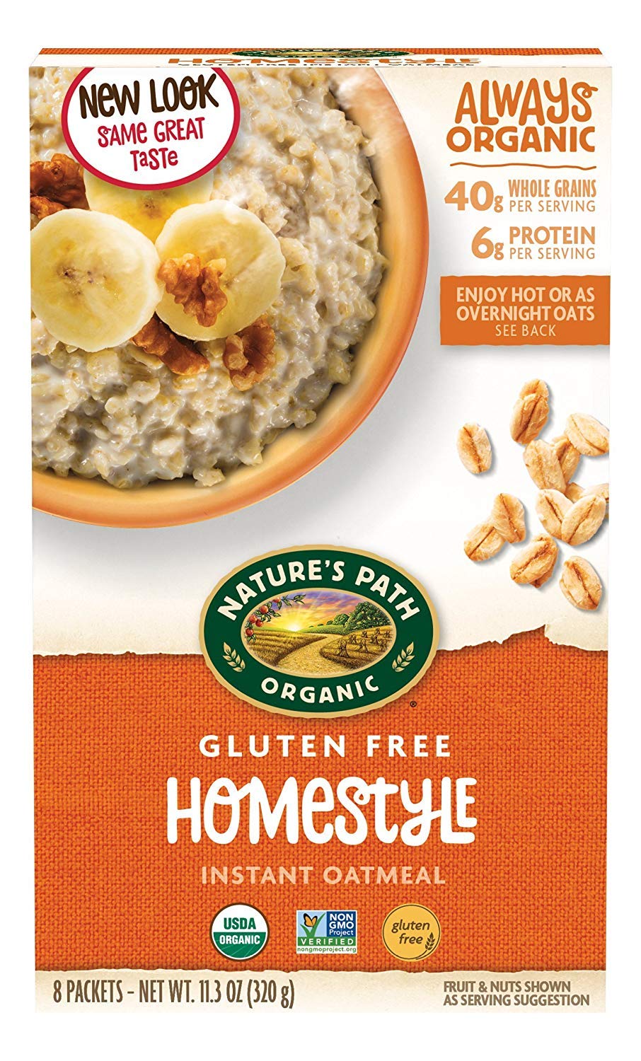 Natures Path, Oatmeal Brown Sugar Maple Gluten Free 8 Count Organic, 11.3 Ounce