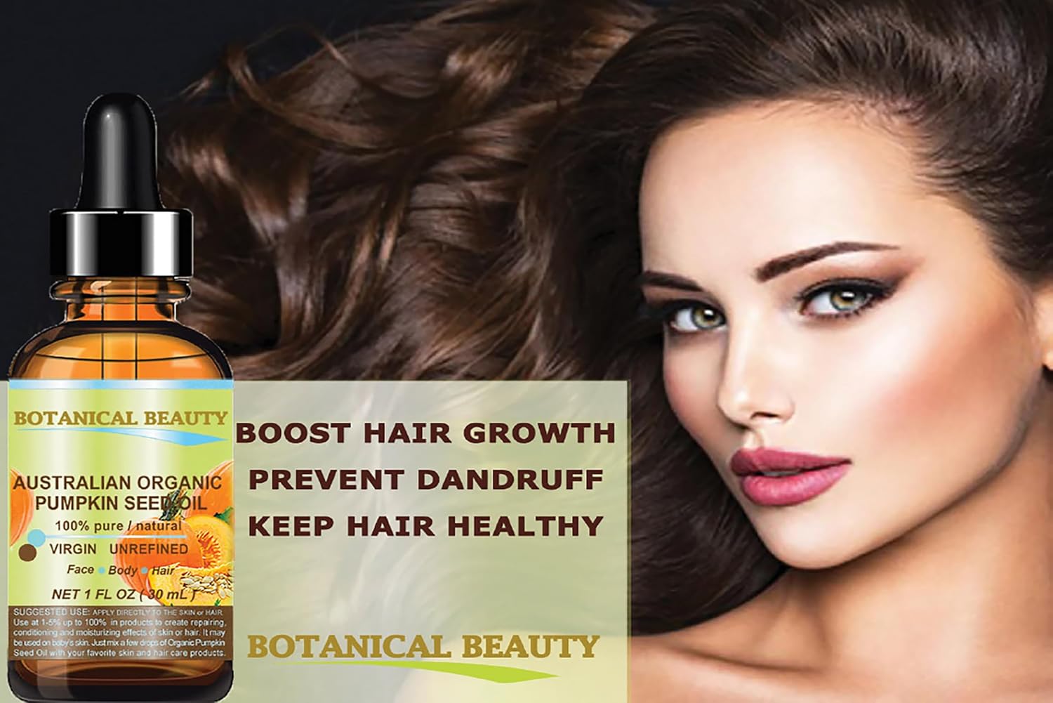 Botanical Beauty Australian ORGANIC PUMPKIN SEED OIL 100% Pure Natural Virgin Unrefined Cold Pressed Carrier Oil. 1 Fl.oz.- 30 ml. for Face, Skin, Hair, Lip, Nails